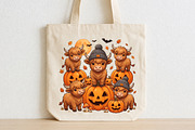 Fall Highland Cow Ghost PNG, a Seasonal Illustration by CraftArtStudio (Thumbnail 2 of 4)