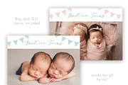 Twin Birth Announcement Template, a Card Template by Sweet Little Muse (Thumbnail 3 of 3)