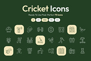 Cricket Icon Art Set, an Outline Icon by Prosymbols (Thumbnail 1 of 7)