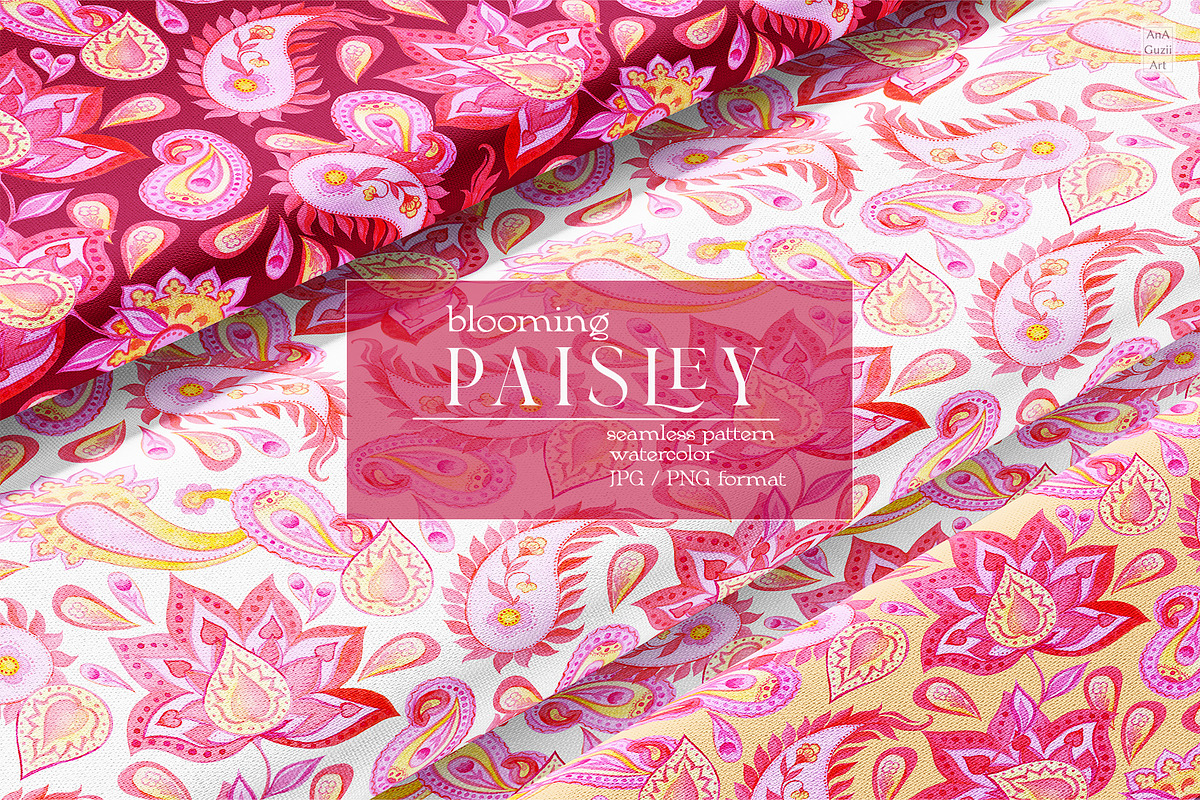 Blooming paisley seamless pattern, a Pattern Graphic by AnaGuziiArt (Photo 8 of 11)