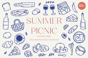 Summer Picnic Elements - Doodle Art