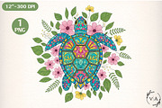 Summer Sea Turtle Floral Boho Flower, an Illustration by Craft Nest (Thumbnail 1 of 7)