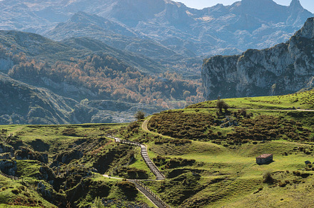 Landscape with path between mountain containing landscape, mountain, and, a Nature Photo by davidpereiras