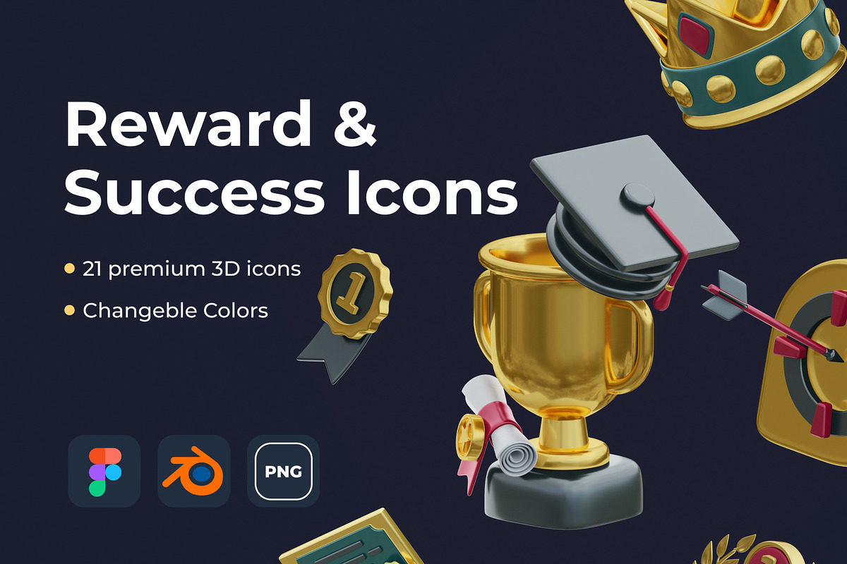 Reward & Success 3D Icons, a Graphic by Dope Design (Photo 1 of 8)