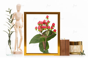 Gold styled frame isolated mockup