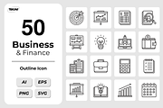 Business and Finance Icons, an Outline Icon by Tekuni (Thumbnail 1 of 6)