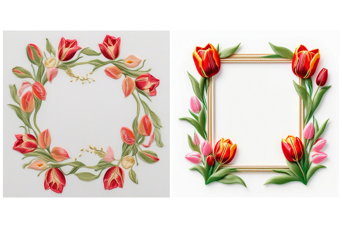 Embroidered flower tulip background, a Background Graphic by IrySha (Photo 3 of 4)