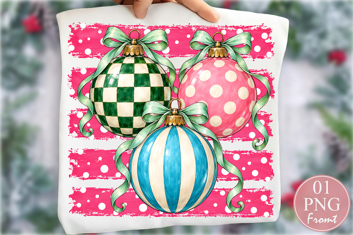Coquette Christmas Ornaments PNG, a Seasonal Illustration by Rose Art (Photo 1 of 4)