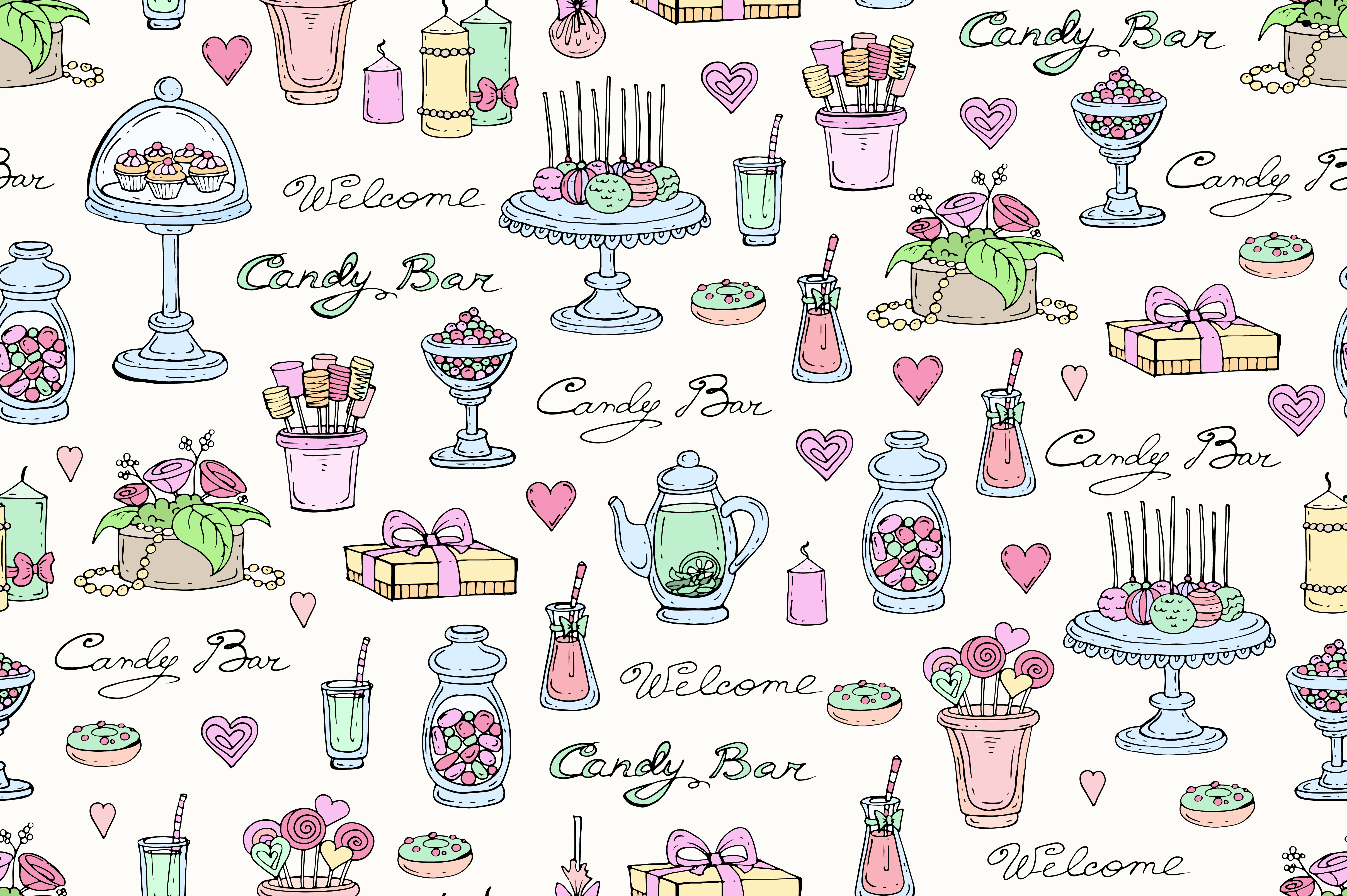 Pattern with symbols of candy bar, a Pattern Graphic by Olga Chuklay