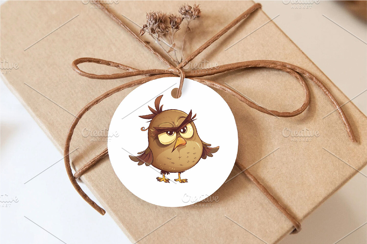 Grumpy cute birds 07. TShirt Sticker, an Animal Illustration by KENO Mascots (Photo 4 of 8)