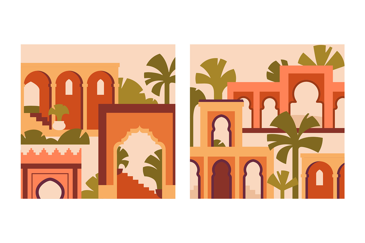 Morocco architecture set, background, a Decorative Illustration by Good Studio (Photo 7 of 19)