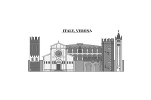 Italy, Verona City Skyline Isolated