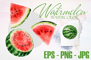 Watercolor Watermelon Vector Set, a Pattern Graphic by Deckar_art (Thumbnail 2 of 3)