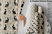 Black Rabbits – 3 Seamless Vector, a Pattern Graphic by one-touch (Thumbnail 1 of 10)