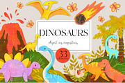 Cute and bright Dinosaurs Clipart, an Animal Illustration by LukaJreym (Thumbnail 10 of 11)