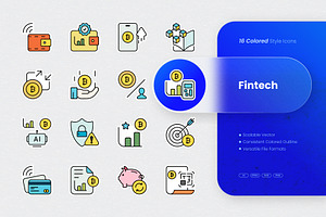 Fintech Colored Icons, an Outline Icon by cidcud_graphic