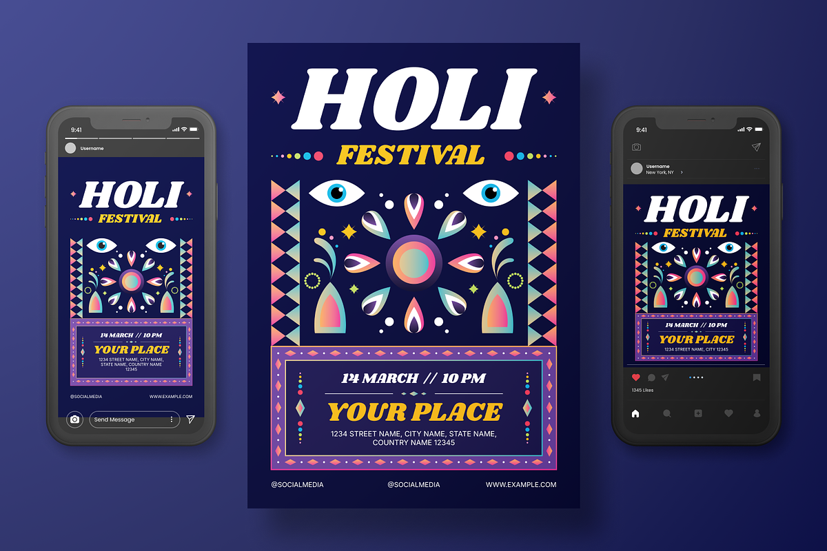 Holi Festival Color Flyer Set, a Flyer Template by Annora Studio (Photo 3 of 6)