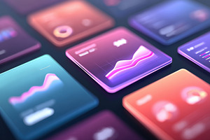 Colorful user interface cards with data visualizations, an Abstract Photo by AlyaAnd