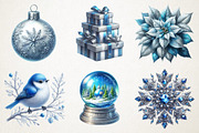 Silver Blue Christmas Clipart, an Illustration by RobertsArt (Thumbnail 2 of 5)