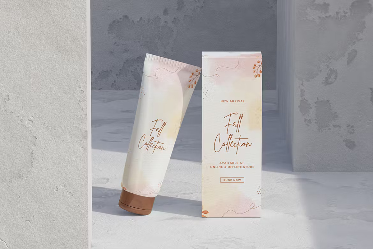 Cosmetic Tube with Box Mockup, a Packaging Mockup by PaperMoon (Photo 4 of 5)