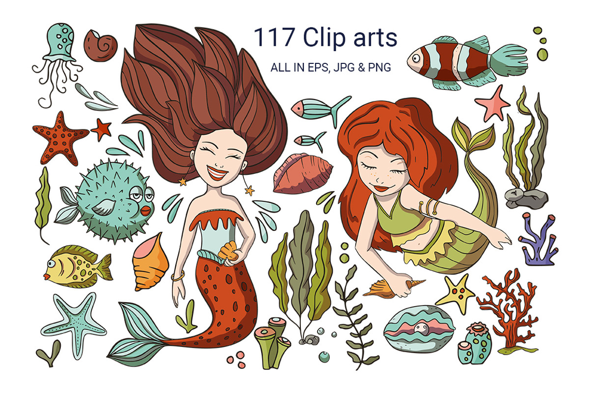 Mini Mermaid. Big Graphic Pack., a Seasonal Illustration by Red Ink (Photo 3 of 10)