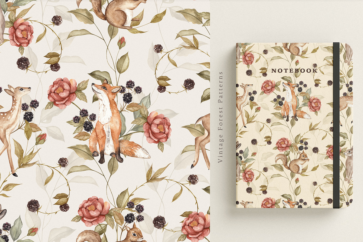 Vintage Forest. Watercolor clipart, an Animal Illustration by Ooh Lily (Photo 20 of 22)