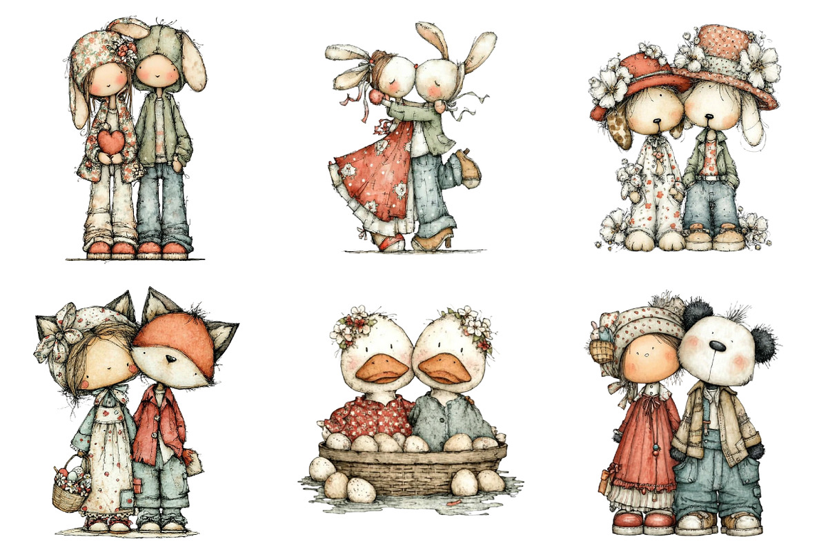 Romantic Easter Couple Clipart, an Illustration by Design Market (Photo 3 of 5)