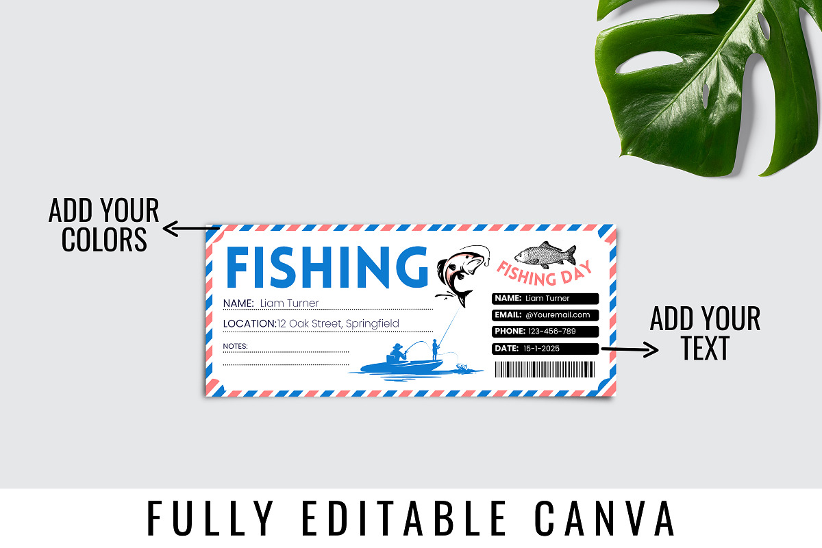 Fishing Ticket Gift Voucher Template, a Stationery Template by Snapybiz (Photo 5 of 10)
