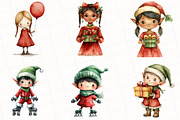 Christmas Elf Watercolor Clipart, an Illustration by OK Design (Thumbnail 3 of 5)