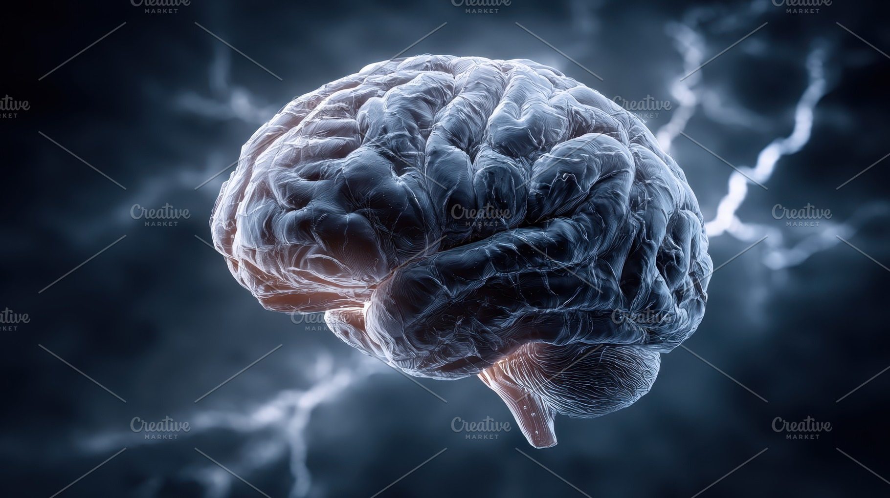 Human Brain Stormy Sky Neurological, a Photo by Pixeness Studio