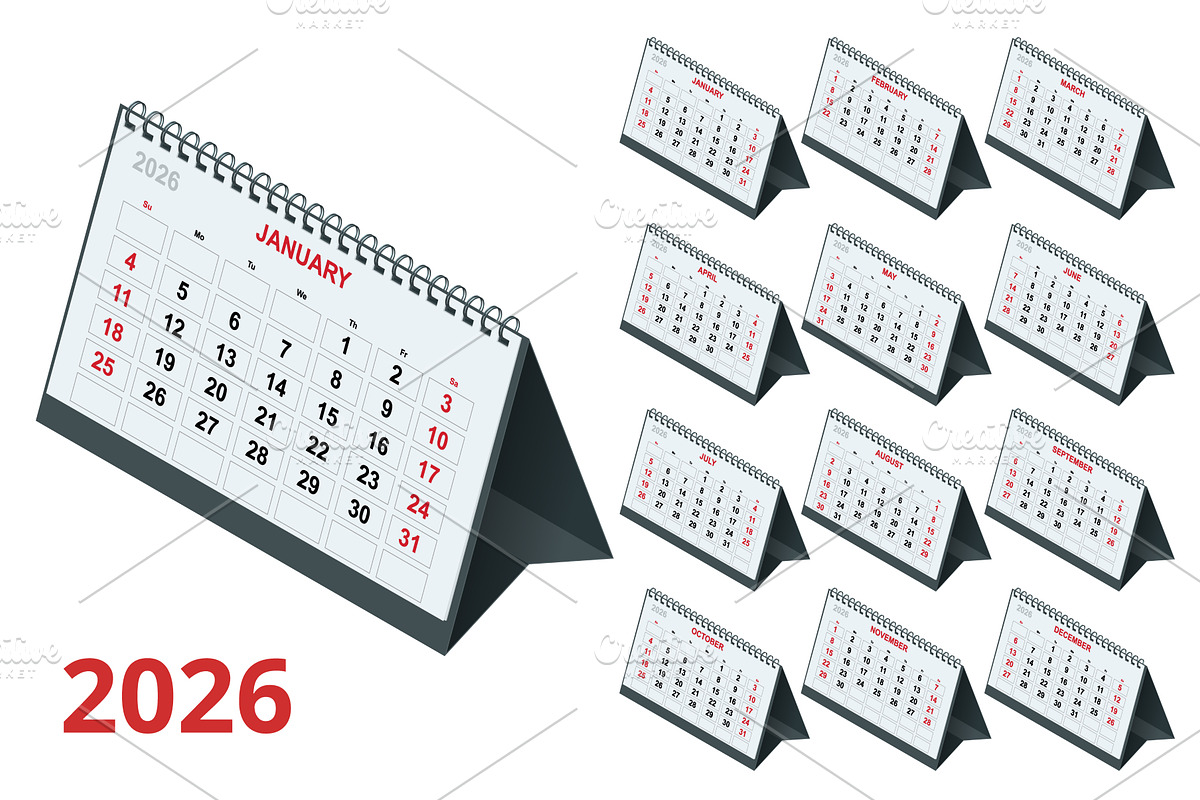 Calendar planner for 2026. 2026, a Texture Illustration by Golden Sikorka