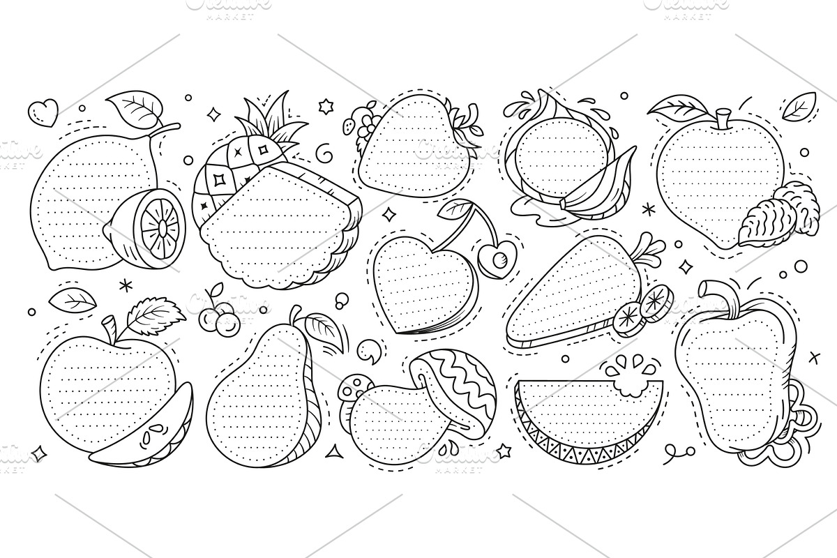 Kids memo note frame stickers, a Decorative Illustration by Vector Tradition