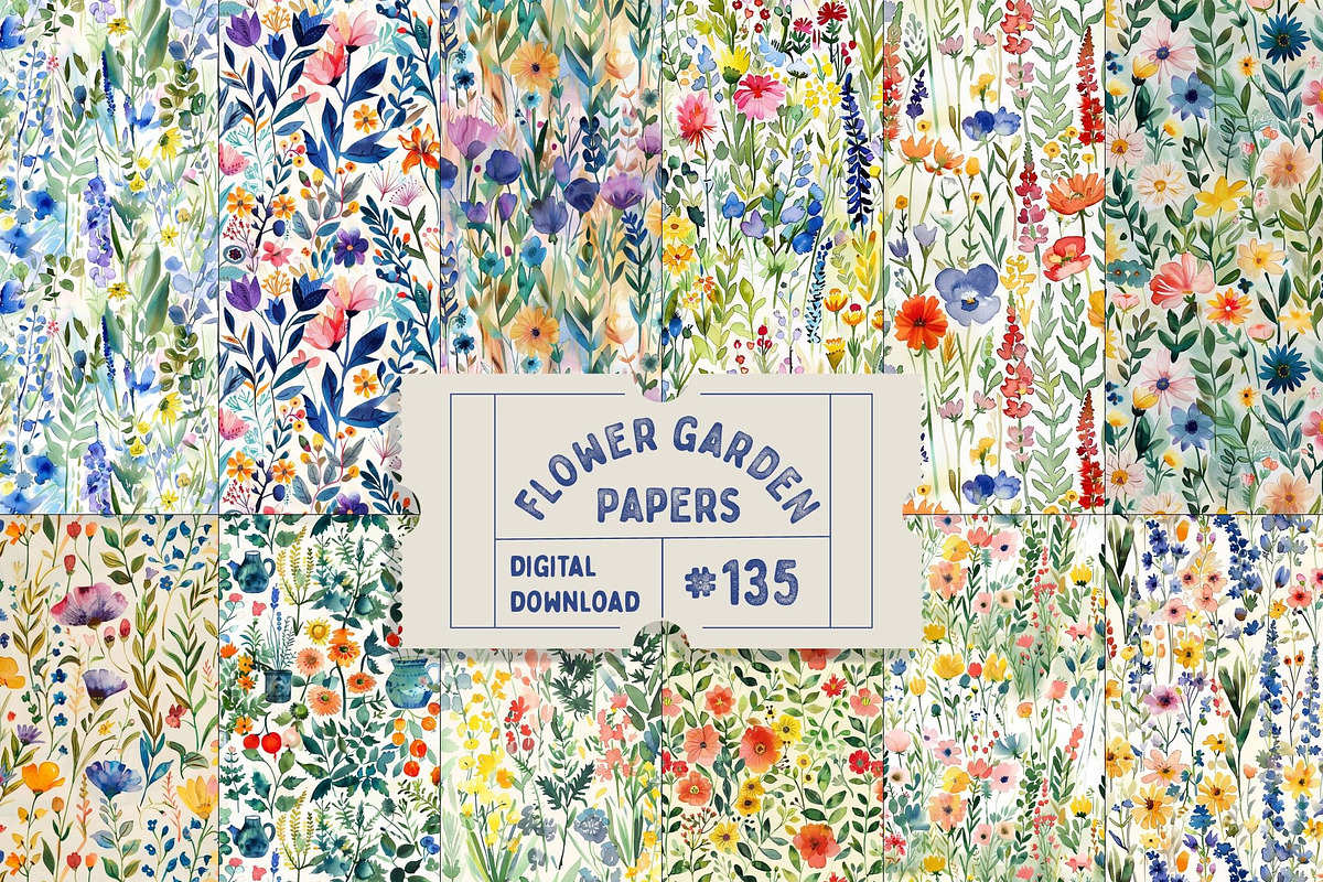 Watercolour Flower Seamless Patterns, a Pattern Graphic by Natural Planners (Photo 1 of 3)