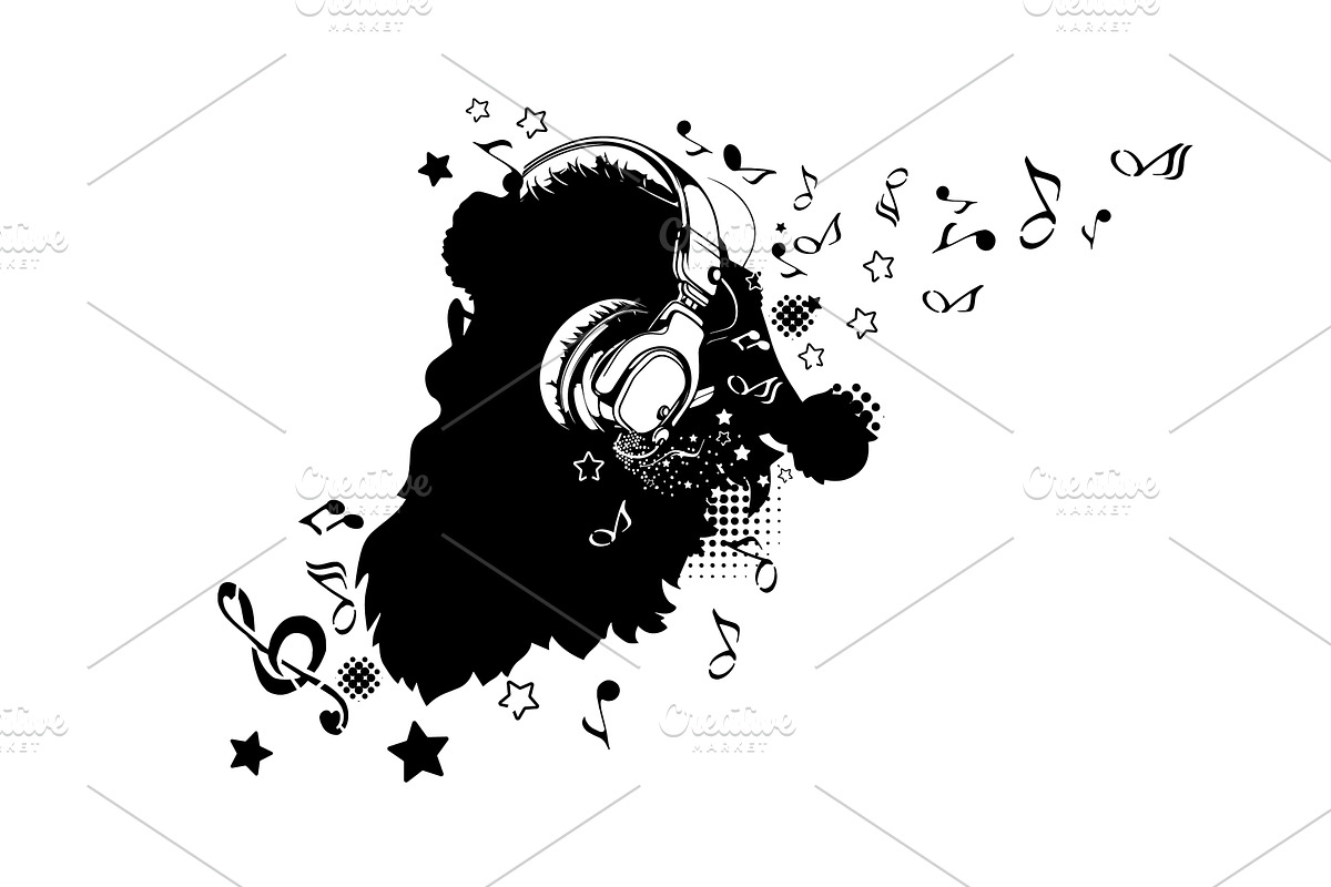 Santa Claus silhouette listening to, an Object Illustration by Nenahliadava Design