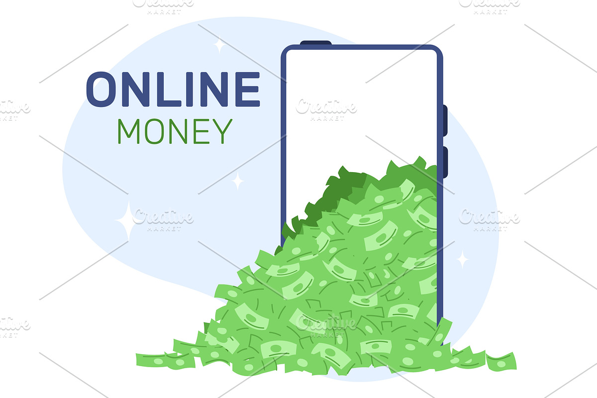Online money to your cell phone, a Finance Illustration by Vectorbuum