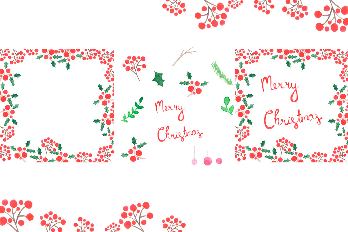Watercolor christmas set, a Background Graphic by lycka (Photo 2 of 4)