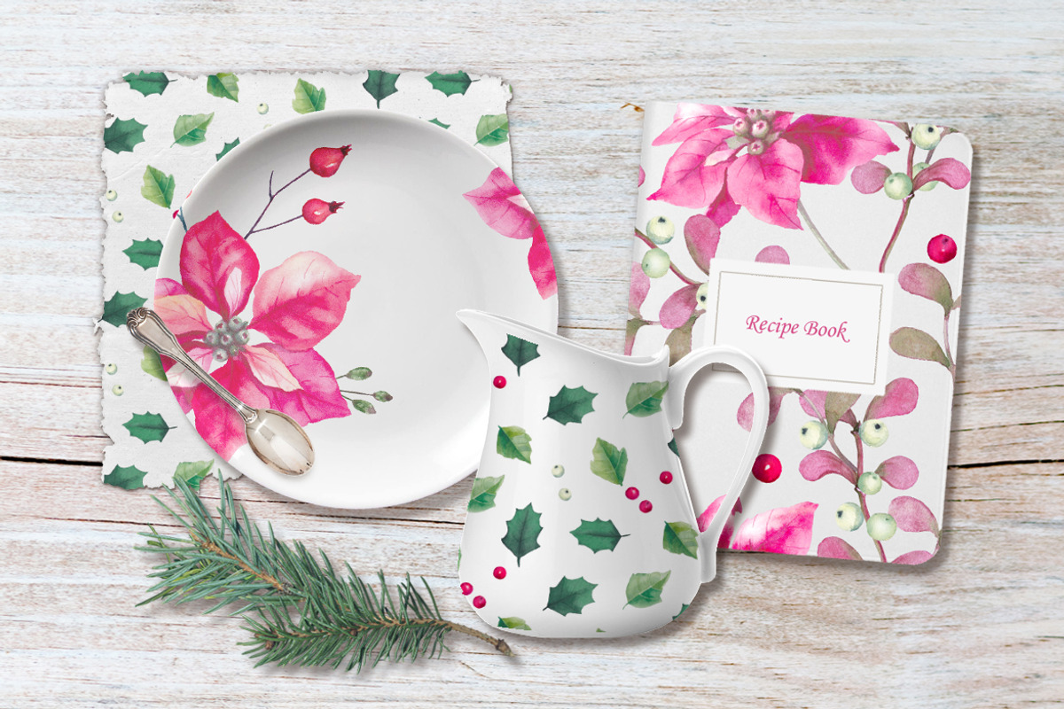 40% OFF. Christmas poinsettia SET, a Decorative Illustration by oKOLOstyle (Photo 7 of 7)