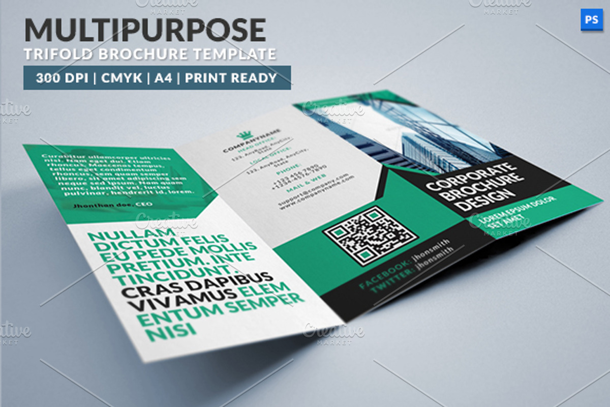 Corporate Multipurpose Trifold 2, a Brochure Template by WonderShop (Photo 1 of 2)