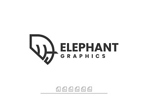 Logo Elephant Line Art Style