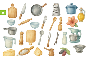Vibrant Kitchen Utensils and Cooking, an Object Graphic by RT Studio