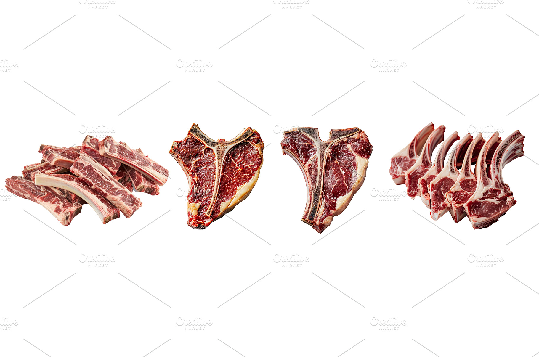Assortment of raw beef and lamb cuts, a Food & Drink Photo by piter.goskov