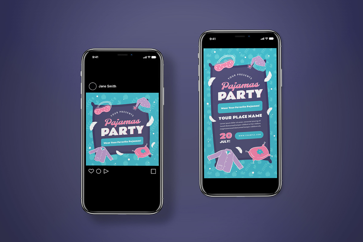 Pajamas Party Flyer Set, a Flyer Template by graphicook