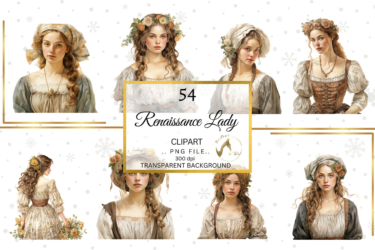 Renaissance Lady Watercolor Clipart, a Person Illustration by NiiiNArt (Photo 9 of 9)