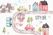 Cute City Life Clipart, an Illustration by YuliyaArtGarden (Thumbnail 1 of 9)