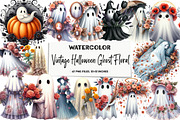 Vintage Halloween Ghost Floral Clipa, an Illustration by DreamArtGraphic (Thumbnail 1 of 7)