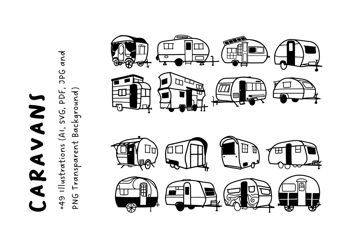 49+ Hand-Drawn Caravan | Travel Set, a Transportation Illustration by The Journey Atelier (Photo 3 of 5)