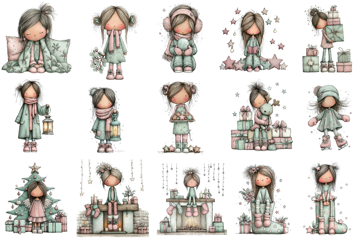 Christmas Little Girl Clipart, an Illustration by CreationArt (Photo 4 of 5)