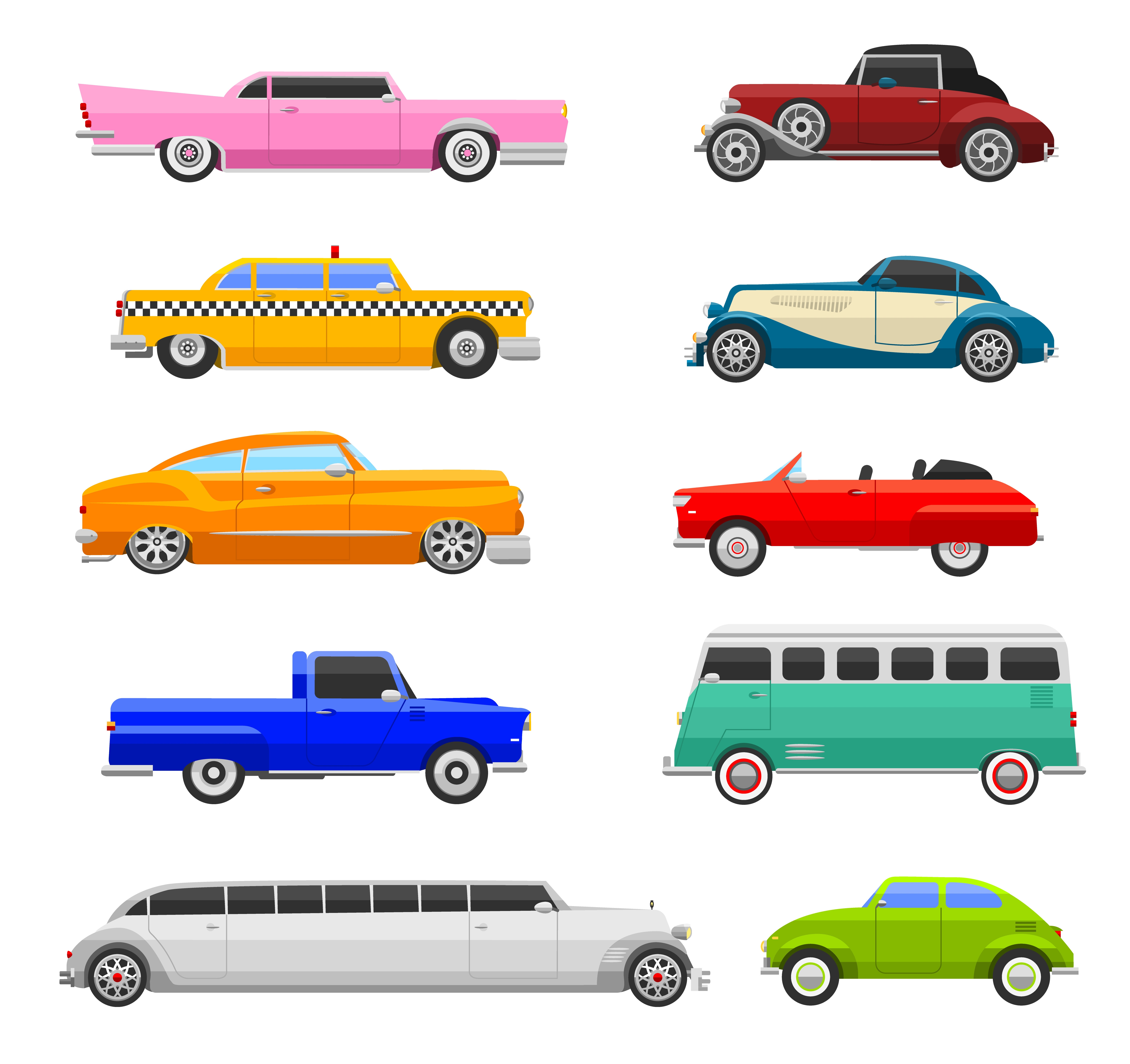 Retro Cars Icons Vintage Vector by Rocketart  Creative Market