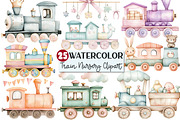 Train Baby Nursery Watercolor Clipar, an Illustration by Rose Art (Thumbnail 1 of 4)