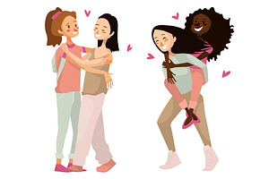 Gay People Vector Valentine Set